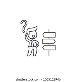 strategic decisions vector line icon, sign, illustration on background, editable strokes