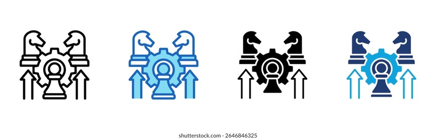 ícone Evolução estratégica Ilustração de vetor de vários estilos