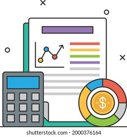 Strategic financial analysis and Reporting Concept Vector Icon Design, Business Strategy Symbol, Marketing plan Sign, administration and operational management Stock illustration
