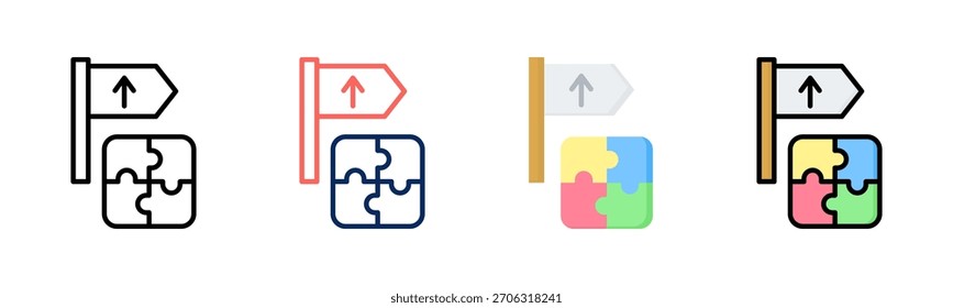 Conjunto de iconos de ajuste estratégico colección de estilos múltiples