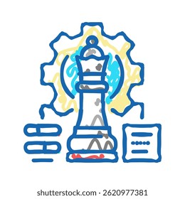 strategic game and business doodle icon sketch vector. strategic game and business sign. isolated symbol illustration