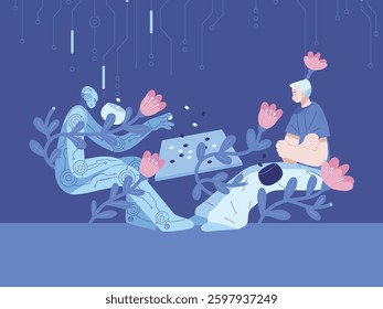 A strategic game of chess between AI and humans, symbolizing the intellectual challenge and collaboration between technology and humanity.