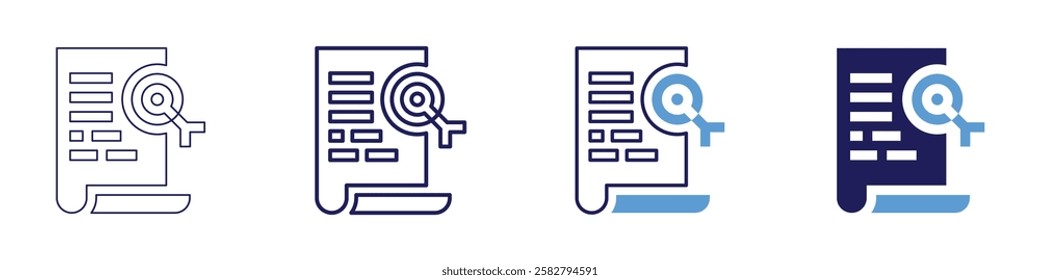 Strategic goal icon in 4 different styles. Thin Line, Line, Bold Line, Duotone. Duotone style. Editable stroke.