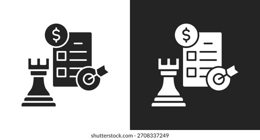 Icono Estratégico En Versión De Glifo Sobre Fondo Blanco Y Negro