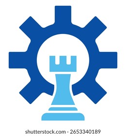 Iconos estratégicos en estilo azul, Ilustración vectorial