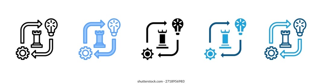 Conjunto de iconos de ideas estratégicas colección de estilos múltiples