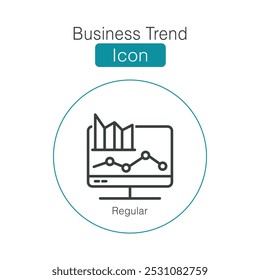 Strategic innovation and business success icon. Regular size Icon in vector and illustration. Simple icon of financial analytics related vector line icons. Graphs and charts.