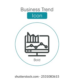 Strategic innovation and business success icon. Bold size Icon in vector and illustration. Simple icon of financial analytics related vector line icons. Graphs and charts. Editable vector icon.