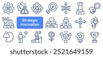 Strategic Innovation icon set. Creative Solutions, Disruptive Technologies, Strategic Innovation, Future Trends, Competitive Advantage, Agile Innovation and Design Thinking