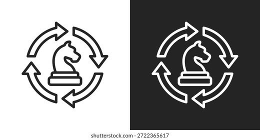 strategic loop Icon In Black And White Line Style