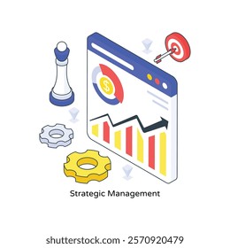 Strategic Management isometric Colored illustration. EPS File stock illustration