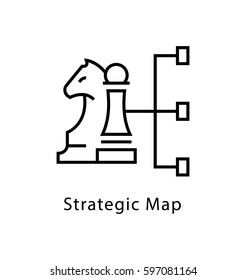 Strategic Map Vector Line Icon 