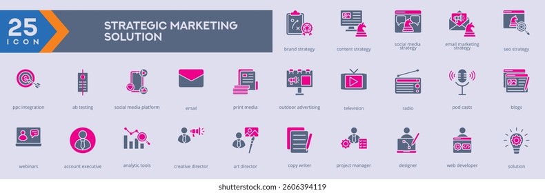 Strategic Marketing Solutions icon set vector image in glyph style
Strategic Marketing Solutions set of Web icons in glyph style
Strategic Marketing Solutions icon for Web and glyph app
