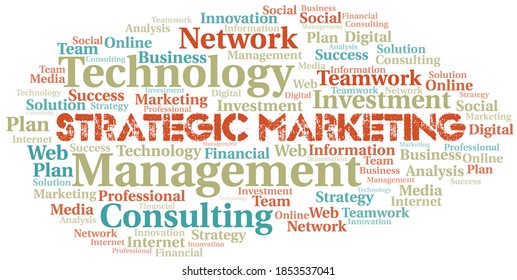 Strategic Marketing word cloud create with text only.