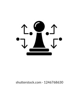 Strategic move black icon, vector sign on isolated background. Strategic move concept symbol, illustration 