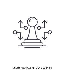 Strategic move line icon concept. Strategic move vector linear illustration, symbol, sign