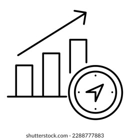 Strategic Navigation, Directional Analysis, Trend Forecasting, Market Intelligence, Analytical Planning vector line icon with editable stroke.