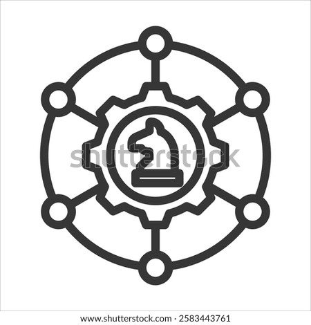 Strategic Networking Outline Icon Vector Illustration