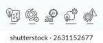 Strategic Operations Icon Set Isolated Vector With Icon Of Planning, Execution, Target, Implementation, Important In Outline Style