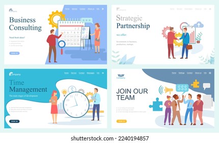 Strategic partnership concept. Teamwork, collaboration, cooperation, joint search for creative strategy. Business website landing page template. Partners shaking hands after signing contract agreement