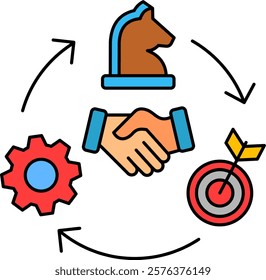 Strategic Partnerships Icon Lineal Color Vector Illustration
