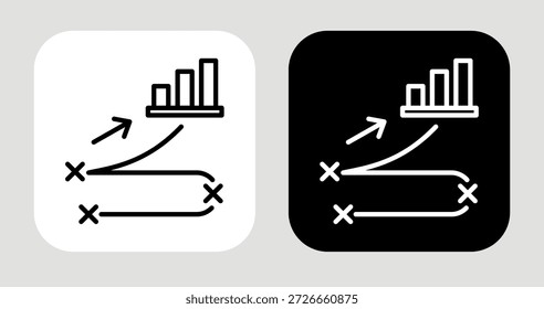 Strategic Path Icon In Black and White Line Style