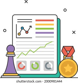 Strategische Performance-Preis-Konzept, Wachstumsbeurteilung Medal Vector Icon Design, Business Strategy Symbol, Marketingplan Signatur, Verwaltung und Betriebsmanagement Stockillustration