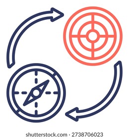 Strategic Pivot Simple and clear vector icon. For presentation website, promote, product, service, digital, e-marketing, dominant icon.