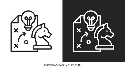 strategisches Plansymbol in schwarz-weißem Linienstil