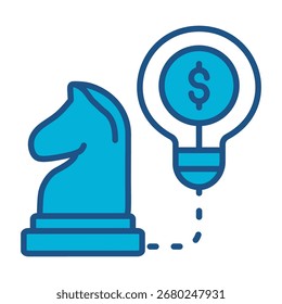 Icono De Plan Estratégico En Diseño Plano Monocromo Azul, Ilustración vectorial