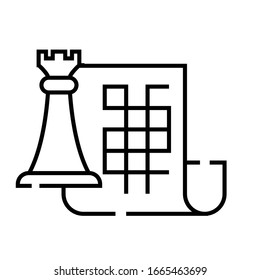 Icono de línea de plan estratégico, signo de concepto, ilustración de vector de esquema, símbolo lineal.