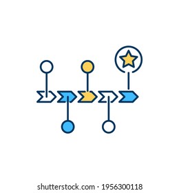 Strategic plan RGB color icon. Directions establishment. Scheduling long-term goals. Pursuing strategy. Making decisions. Organizing vision for immediate future. Isolated vector illustration