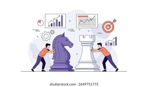 Strategic planning and chess game metaphor for business success and goal achievement