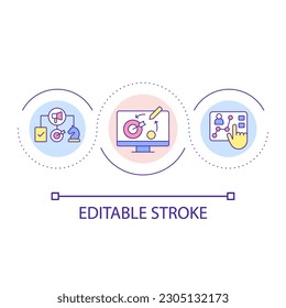 Strategic planning for company loop concept icon. Mission statement. Organizational development process abstract idea thin line illustration. Isolated outline drawing. Editable stroke. Arial font used