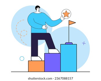 Strategic planning concept. Scene for successful business strategy, goal achievement. Business concept. Vector illustration. business development and startup launch