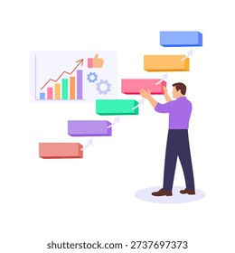 Strategic Planning, defining longterm direction and goals, Flat vector character illustration