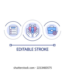 Strategic Planning For Employees Loop Concept Icon. Enhancing Organizational Performance Abstract Idea Thin Line Illustration. Workplace. Isolated Outline Drawing. Editable Stroke. Arial Font Used