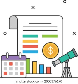 Strategic planning and forecasting based on financial data Concept Vector Icon Design, Business Strategy Symbol, Marketing plan Sign, administration and operational management Stock illustration