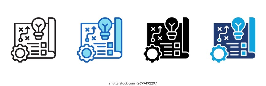 Icono de planificación estratégica Ilustración vectorial de varios estilos