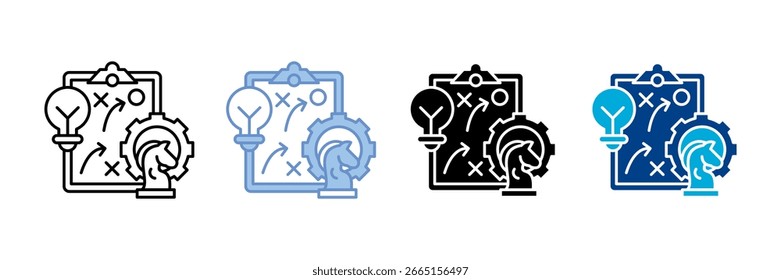 Conjunto de iconos de planificación estratégica Colección de estilos múltiples