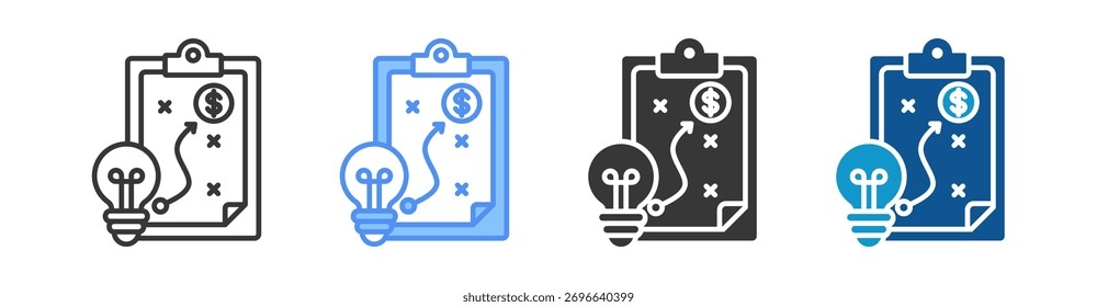 Conjunto de iconos de planificación estratégica Colección de estilos múltiples