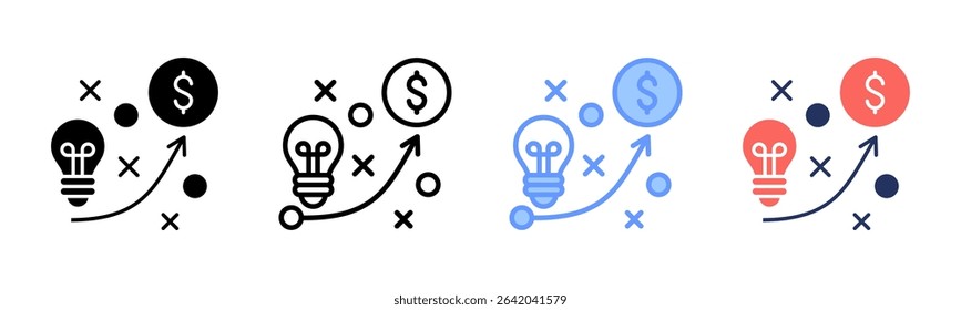 Strategic Planning icon sheet multiple style collection