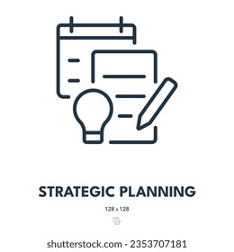 Icono de Planificación Estratégica. Estrategia, Análisis, Objetivo. Stroke editable. Icono de vector simple