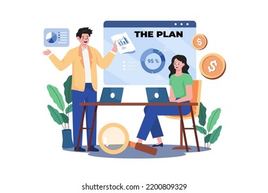 Strategic Planning Illustration concept. A flat illustration isolated on white background