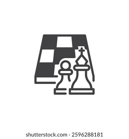 Strategic Planning line icon. linear style sign for mobile concept and web design. A chessboard with a chess outline vector icon. Symbol, logo illustration. Vector graphics