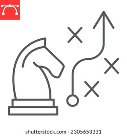 Strategic planning line icon, solution and business , action plan vector icon, vector graphics, editable stroke outline sign, eps 10.