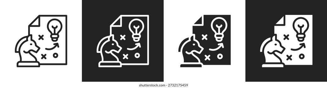 Strategic Planning Line And Solid Icon In White And Black Background