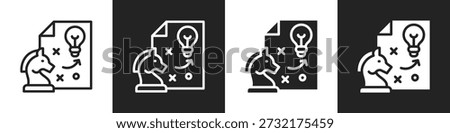 Strategic Planning Line And Solid Icon In White And Black Background