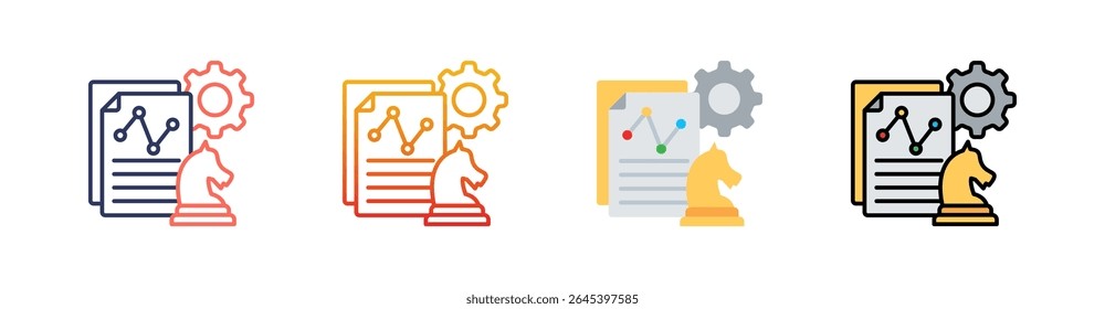 Vector de Conjunto de Iconos de Estilo Múltiple de Planificación Estratégica