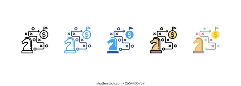 Conjunto de iconos de varios estilos de planificación estratégica